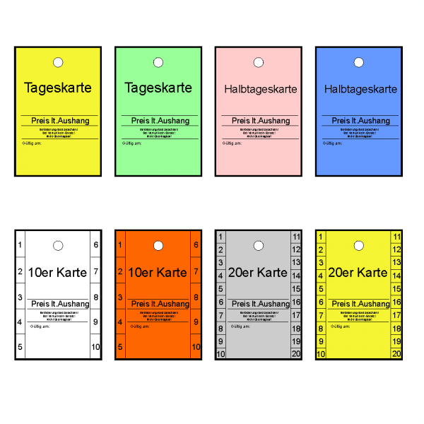 Neutrale Skiliftkarten incl. Standardaufdruck
