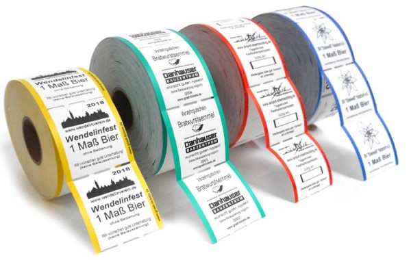 Verzehrbon aus Papier - GRÜN, gelb, rot und blau