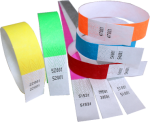 Tyvek- / Papierarmbänder mit separatem Abriss incl. einfarbiger Bedruckung